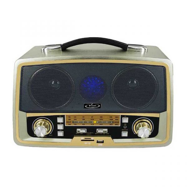 رادیو اسپیکر بلوتوثی قابل حمل Vanmaax مدل SB-2028 طرح قدیم، طلایی