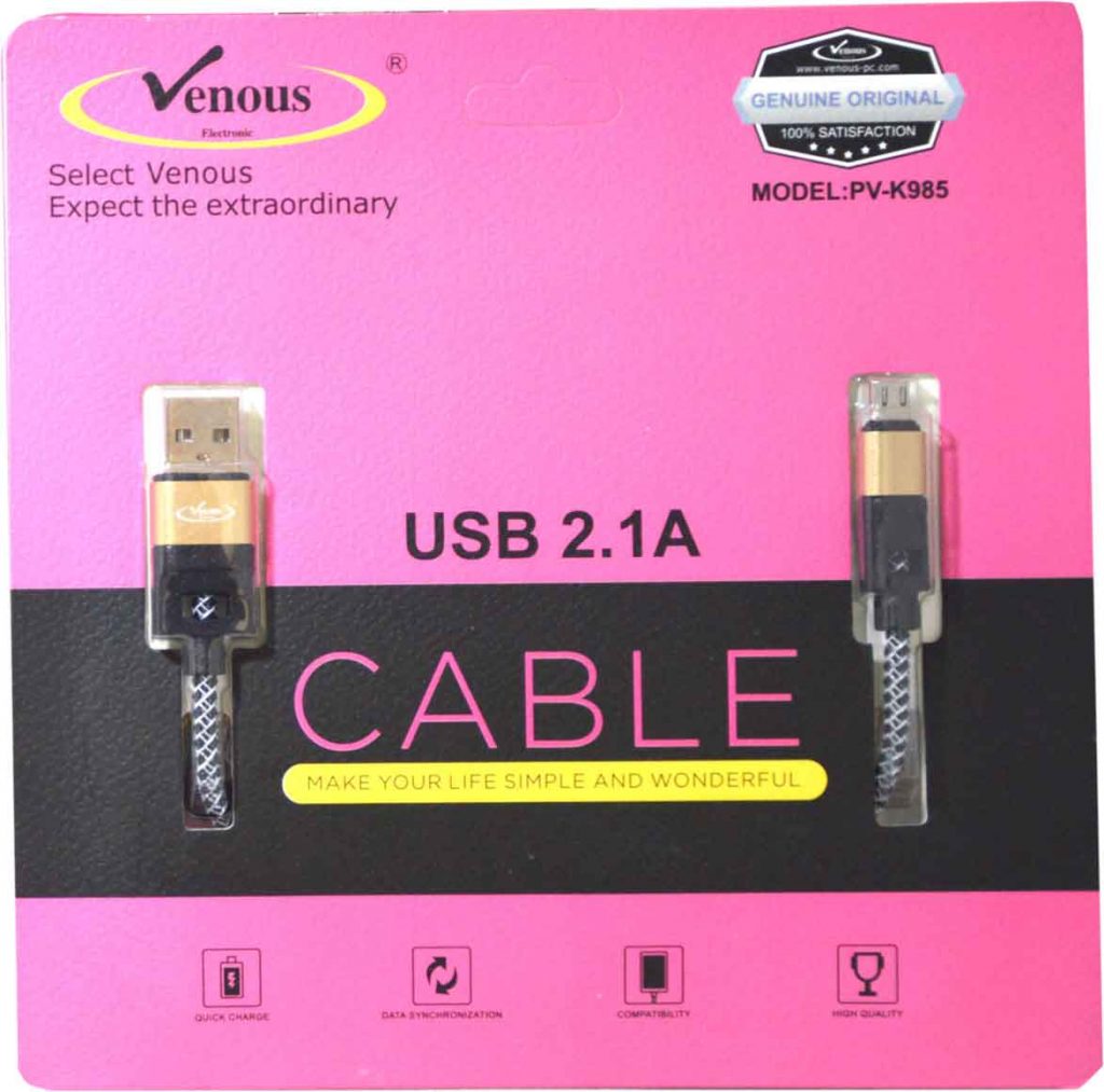 کابل شارژ USB2.1A کنفی ونوس مدل PV-C985