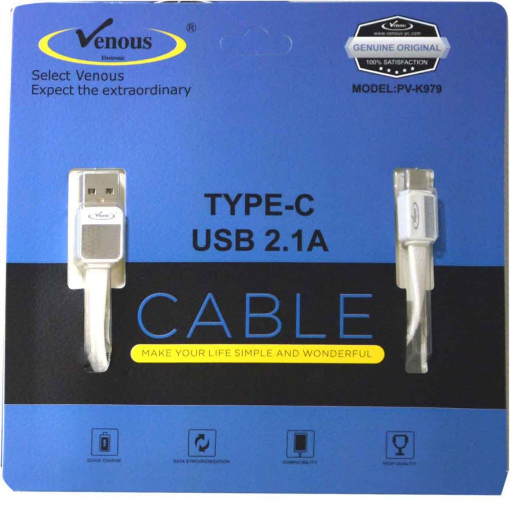 کابل شارژ TYPE-C USB2.1A ونوس مدل PV-C979