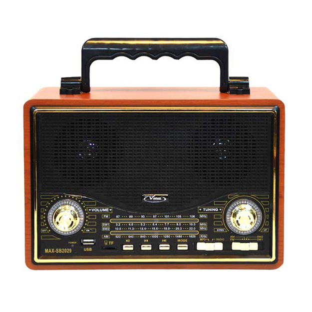 رادیو اسپیکر بلوتوثی قابل حمل Vanmaax مدل MAX-SB2029 طرح قدیم، مشکی