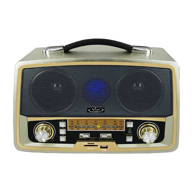 رادیو اسپیکر بلوتوثی قابل حمل Vanmaax مدل SB-2028 طرح قدیم، طلایی